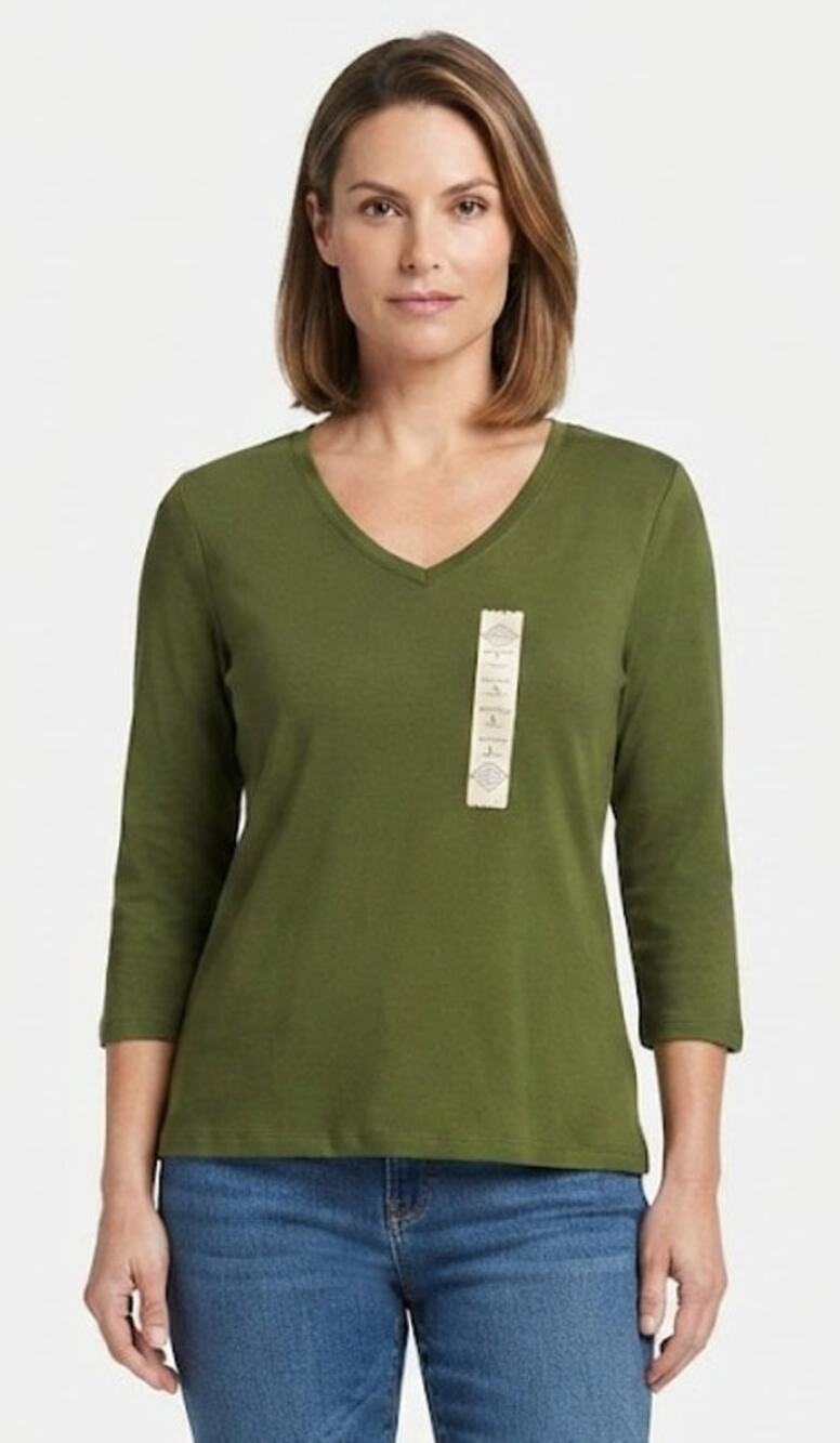 St Johns Bay Essential Tee Sage Cotton Lightweight Summer Large